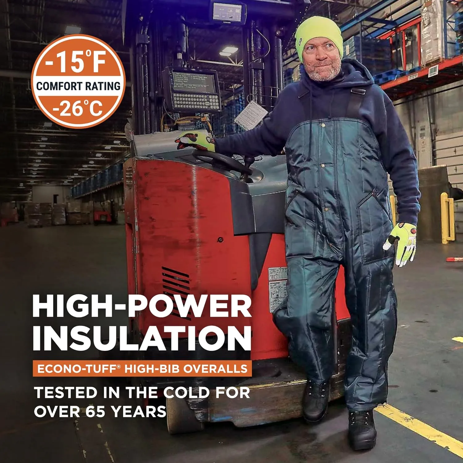 RefrigiWear Econo-Tuff Insulated High-Bib Overalls, 15F Comfort Rating