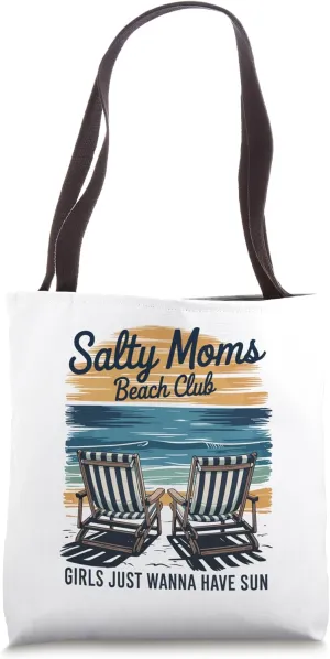 Retro Salty Moms Beach Club Funny Mothers Summer Vibes Tote Bag
