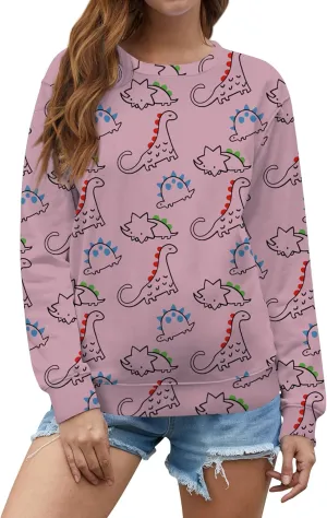RMCMS Dinosaur Sweatershirt Women Cute Mama Dino Shirts for Adult Loose Casual Dinosaur Graphic Pullover Shirt
