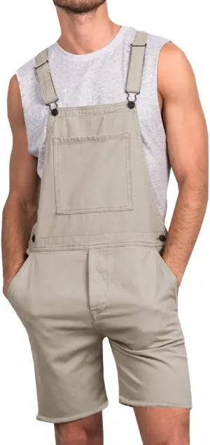 Runcati Mens Casual Bib Overall Shorts Lightweight Cotton Loose Fit Denim Jumpersuit Walkshort Pockets Rompers