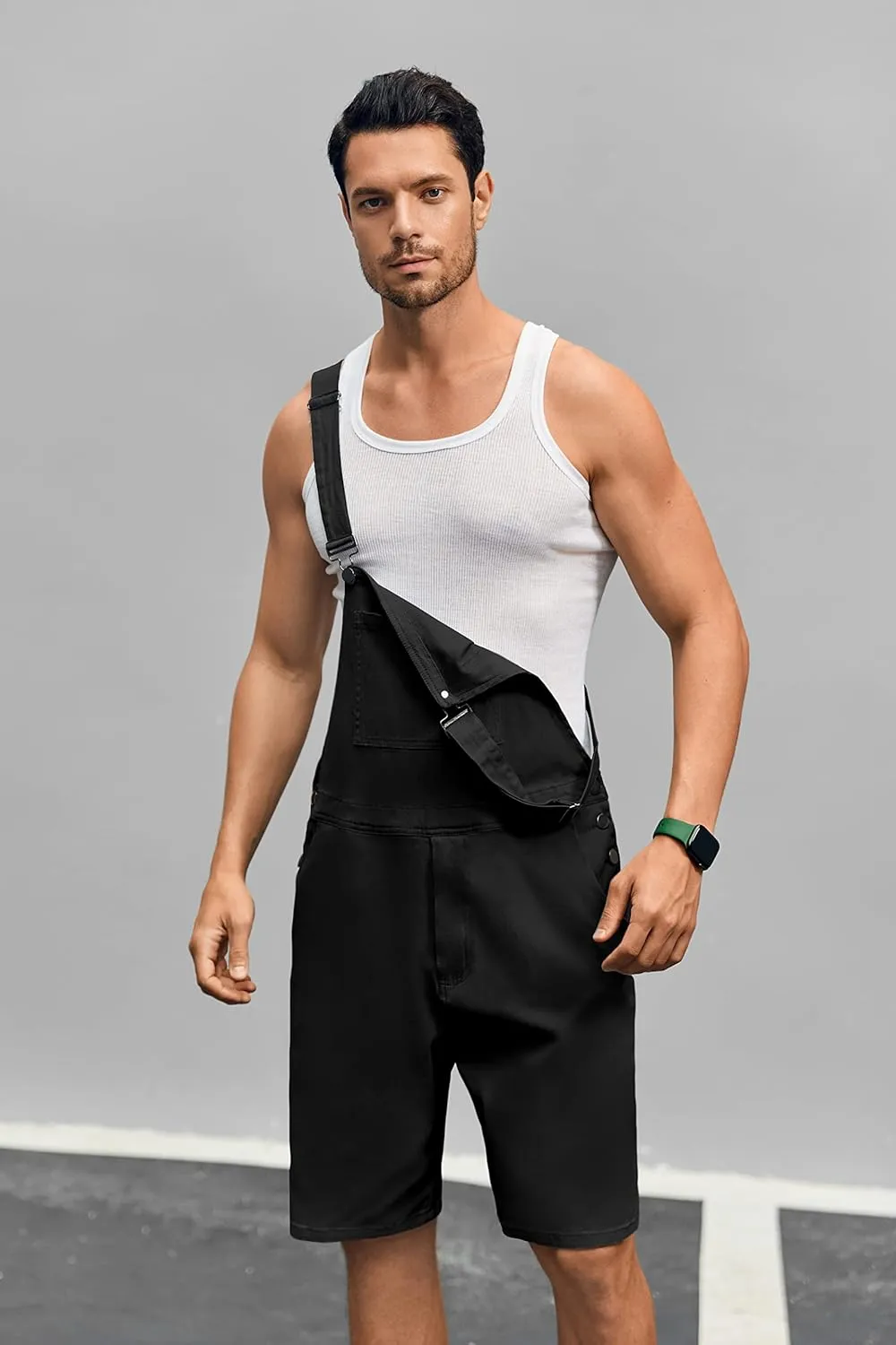 Runcati Mens Casual Bib Overall Shorts Lightweight Cotton Loose Fit Denim Jumpersuit Walkshort Pockets Rompers