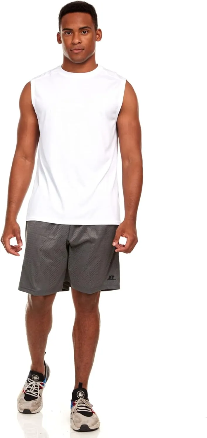 Russell Athletic Mens Dri-Power Fitted Not Tight Muscle Tank Top - Gym, Beach, Running, Basketball Gear