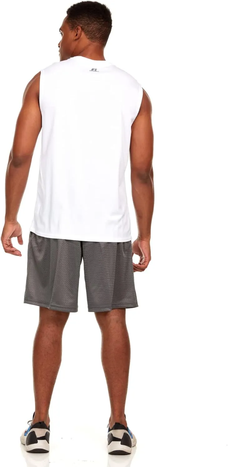 Russell Athletic Mens Dri-Power Fitted Not Tight Muscle Tank Top - Gym, Beach, Running, Basketball Gear