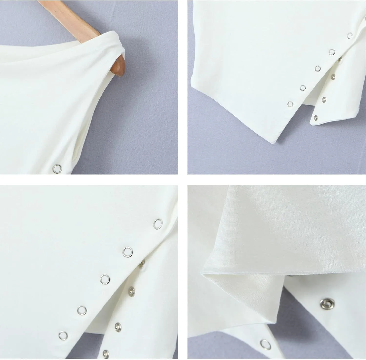 SAFRISIOR Women One Shoulder Button Sexy Crop Top Solid Sleeveless Off Shoulder Asymmetric Crop Tank Top Vest Tee Shirt