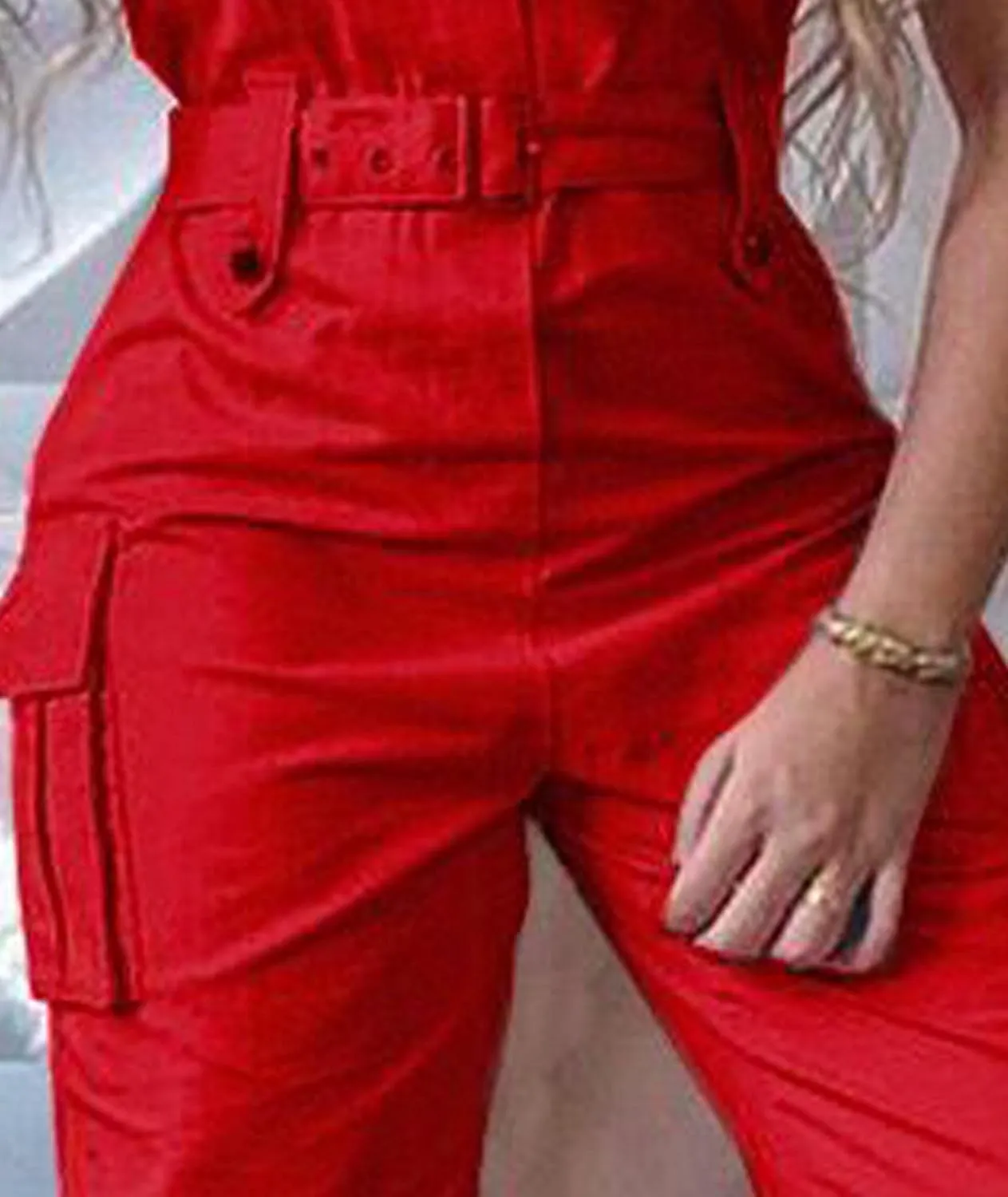 Sexyshine Women's Sleeveless Adjustable Straps Bib Overalls Jumpsuits Belted Ankle Tied Loose Cargo Pant with Pockets