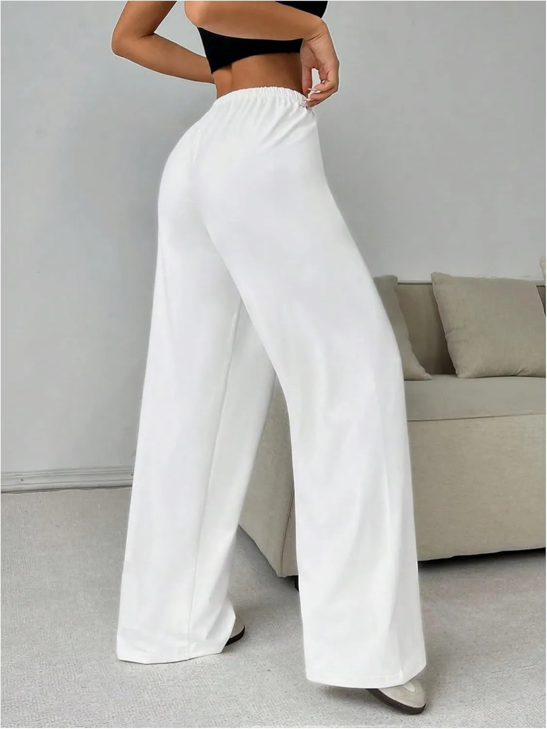 SOLY HUX Women's Wide Leg Sweatpants Drawstring Baggy Trousers High Waisted Loose Casual Jogger Pants
