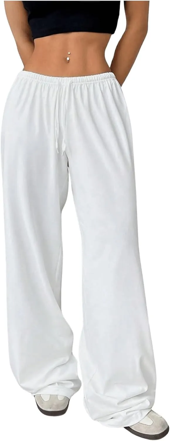 SOLY HUX Women's Wide Leg Sweatpants Drawstring Baggy Trousers High Waisted Loose Casual Jogger Pants