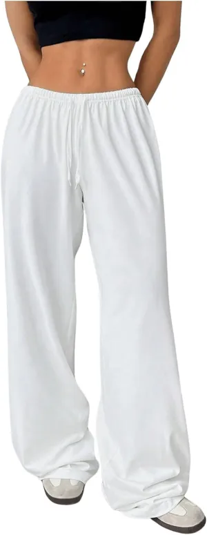 SOLY HUX Women's Wide Leg Sweatpants Drawstring Baggy Trousers High Waisted Loose Casual Jogger Pants