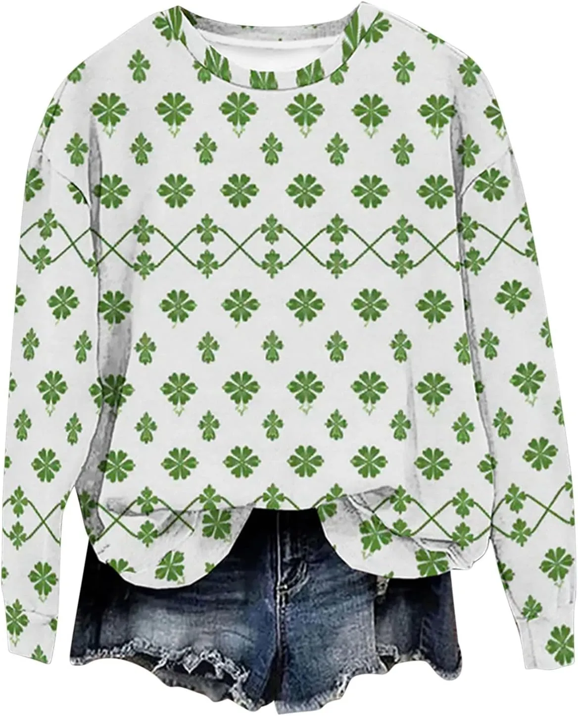 St. Patricks Day Shirts For Women Long Sleeve Crewneck Irish Sweatshirts Oversized Saint Patty's Pullover Tops