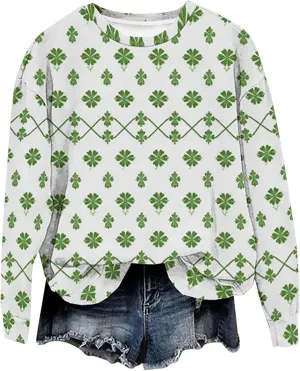 St. Patricks Day Shirts For Women Long Sleeve Crewneck Irish Sweatshirts Oversized Saint Patty's Pullover Tops
