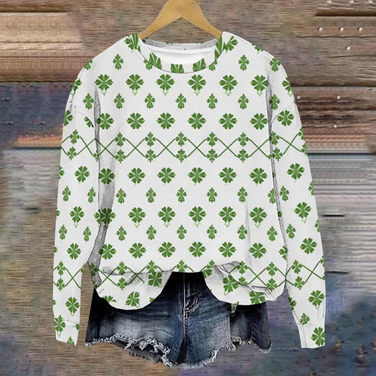 St. Patricks Day Shirts For Women Long Sleeve Crewneck Irish Sweatshirts Oversized Saint Patty's Pullover Tops