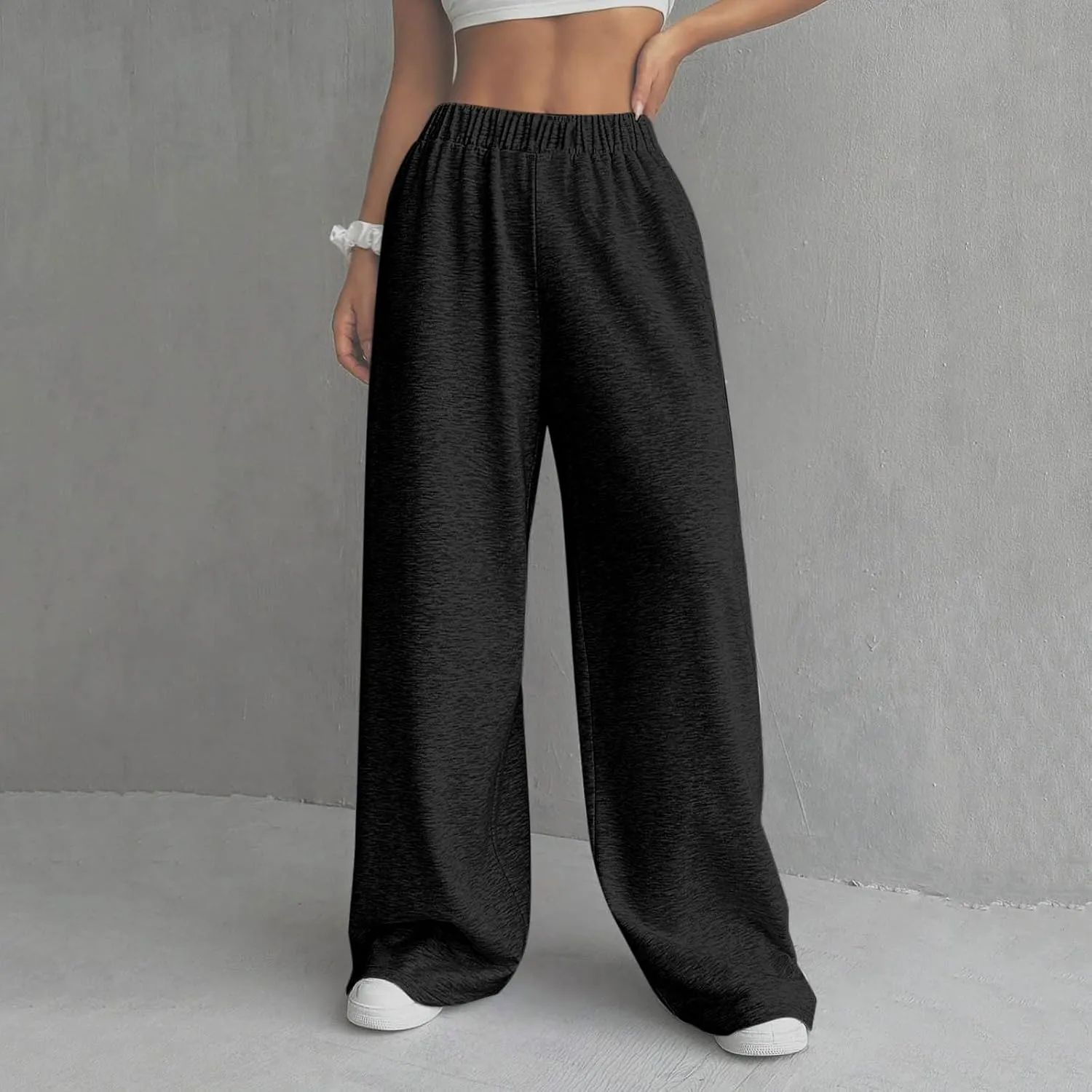 Sweatpants Women Casual Summer Elastic High Waist Lounge Pants Baggy Wide Leg Workout Trousers with Pockets