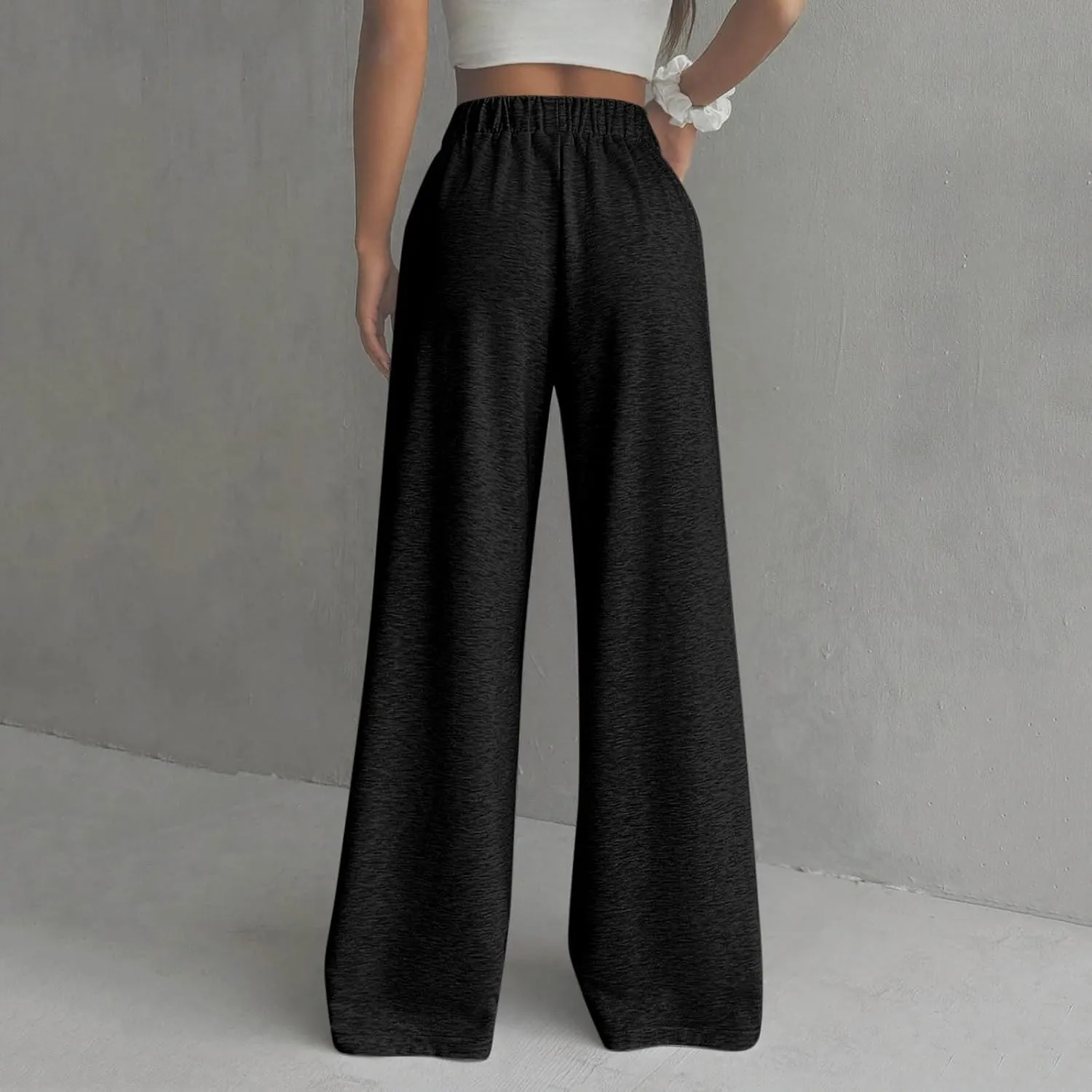 Sweatpants Women Casual Summer Elastic High Waist Lounge Pants Baggy Wide Leg Workout Trousers with Pockets