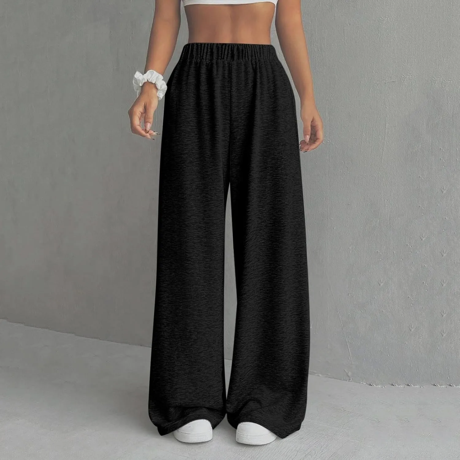 Sweatpants Women Casual Summer Elastic High Waist Lounge Pants Baggy Wide Leg Workout Trousers with Pockets
