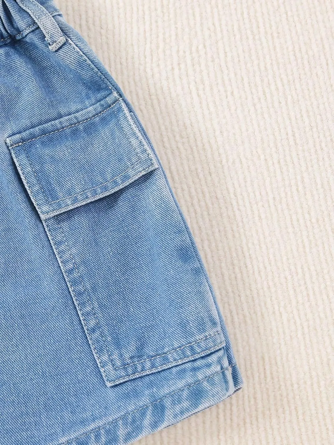 SweatyRocks Girl's Elastic High Waist Denim Skort Casual Jean Shorts with Pockets