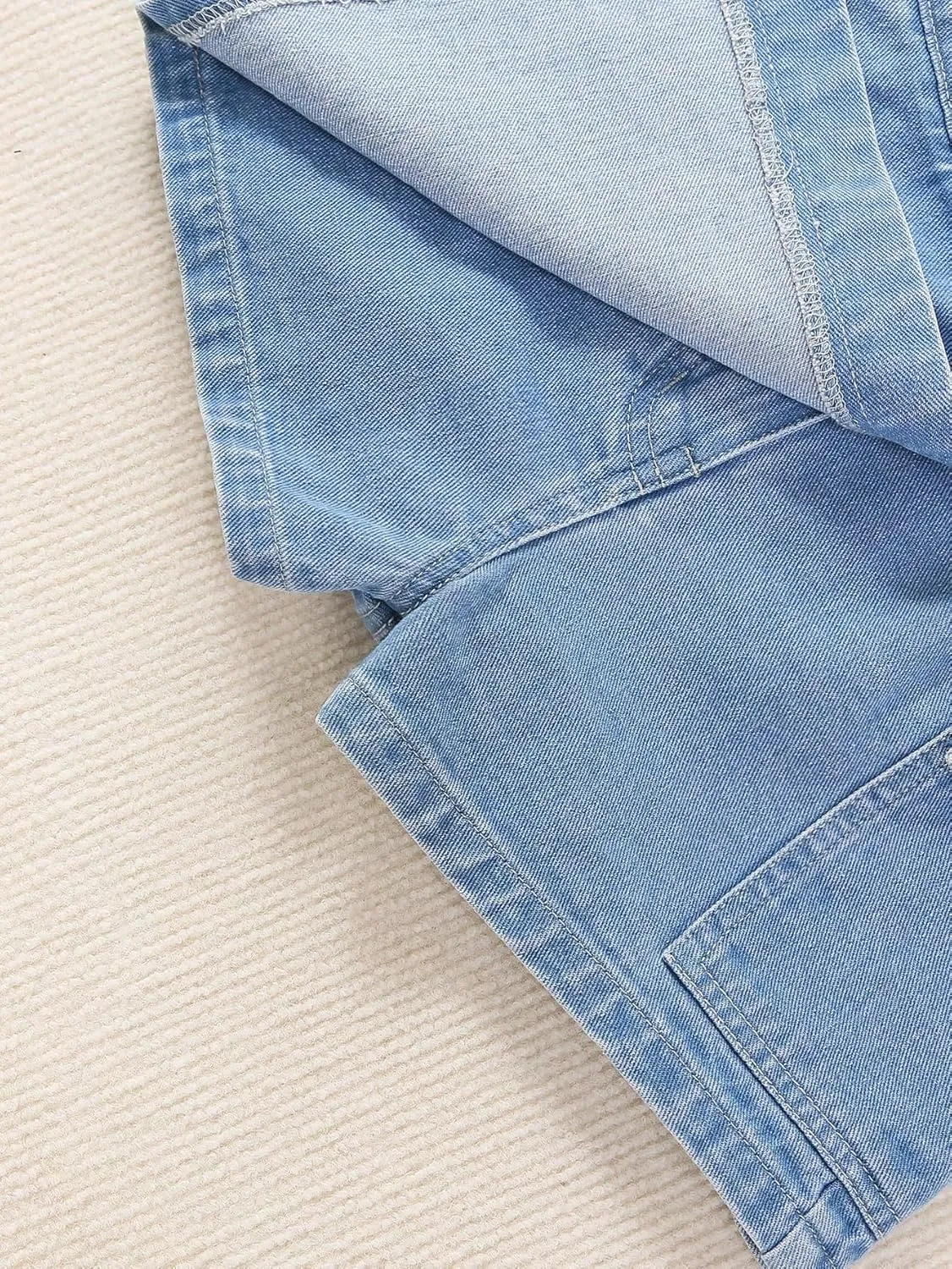 SweatyRocks Girl's Elastic High Waist Denim Skort Casual Jean Shorts with Pockets