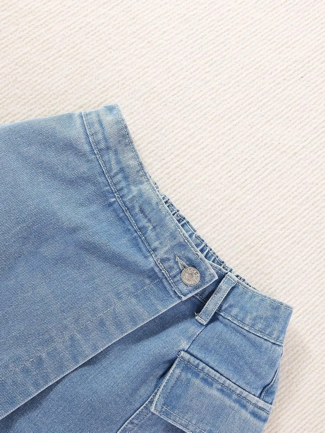 SweatyRocks Girl's Elastic High Waist Denim Skort Casual Jean Shorts with Pockets