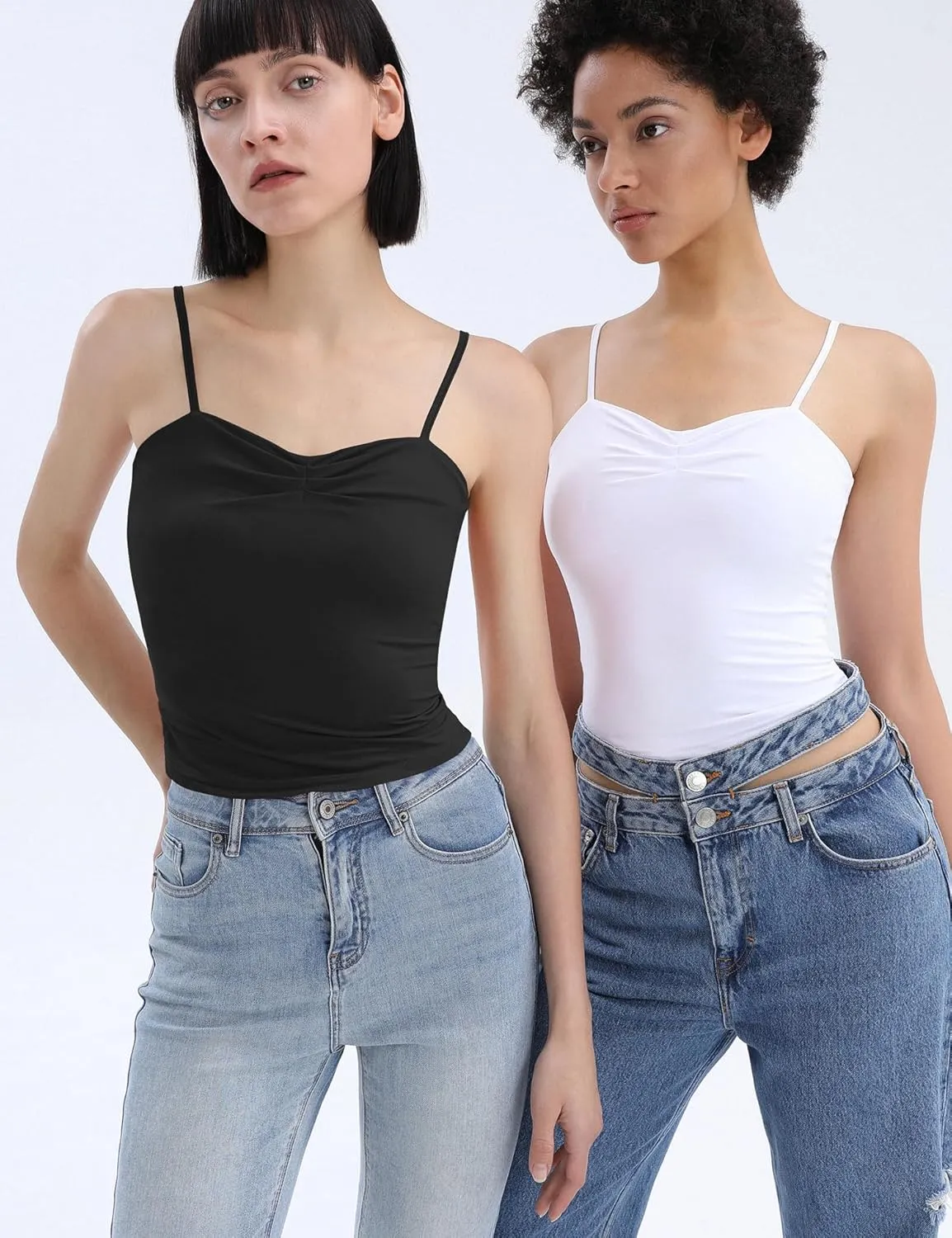 TFSDOD Women's Sleeveless Tank Top Sexy Sweetheart Neck Going Out Crop Top Cute Y2K Pleated Strappy Vest Cami Shirt
