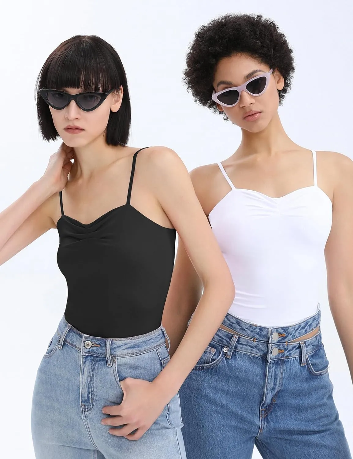 TFSDOD Women's Sleeveless Tank Top Sexy Sweetheart Neck Going Out Crop Top Cute Y2K Pleated Strappy Vest Cami Shirt