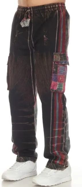 THE COLLECTION ROYAL Unisex Hippie Stonewashed Bohemian Casual Rave Festival Harem Drawstring Boho Trouser Pants