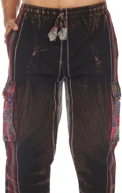 THE COLLECTION ROYAL Unisex Hippie Stonewashed Bohemian Casual Rave Festival Harem Drawstring Boho Trouser Pants