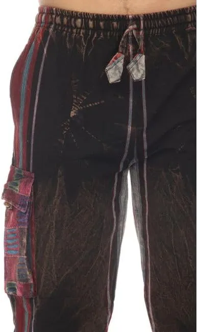 THE COLLECTION ROYAL Unisex Hippie Stonewashed Bohemian Casual Rave Festival Harem Drawstring Boho Trouser Pants
