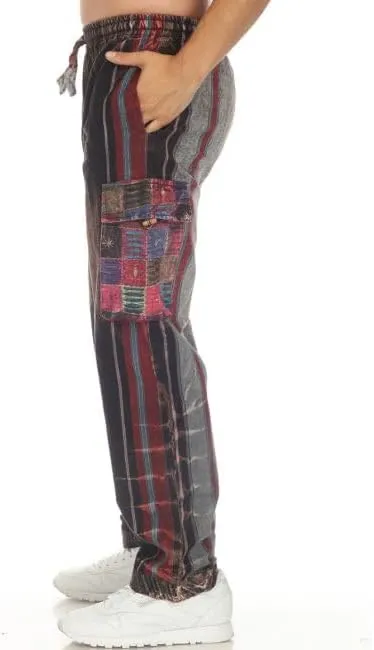 THE COLLECTION ROYAL Unisex Hippie Stonewashed Bohemian Casual Rave Festival Harem Drawstring Boho Trouser Pants