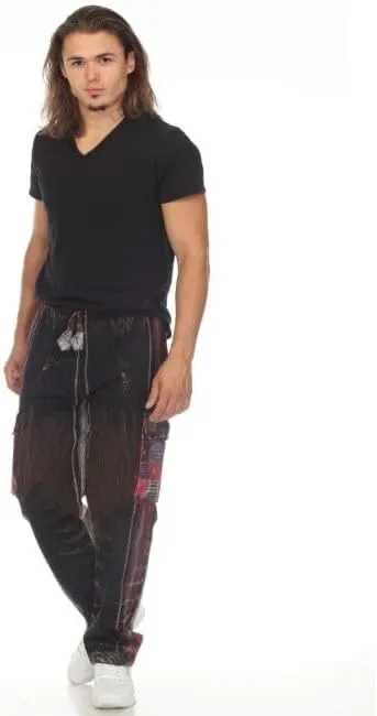 THE COLLECTION ROYAL Unisex Hippie Stonewashed Bohemian Casual Rave Festival Harem Drawstring Boho Trouser Pants
