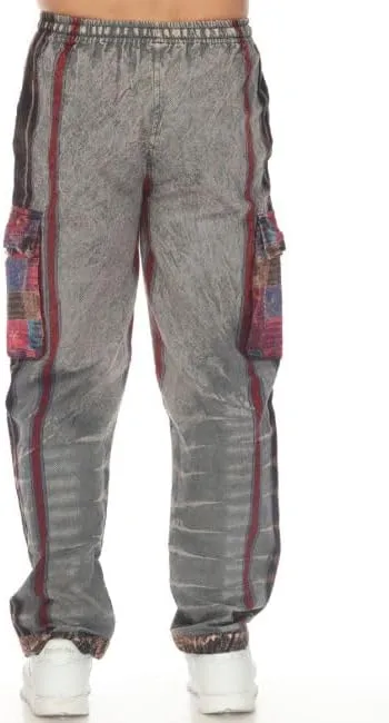 THE COLLECTION ROYAL Unisex Hippie Stonewashed Bohemian Casual Rave Festival Harem Drawstring Boho Trouser Pants