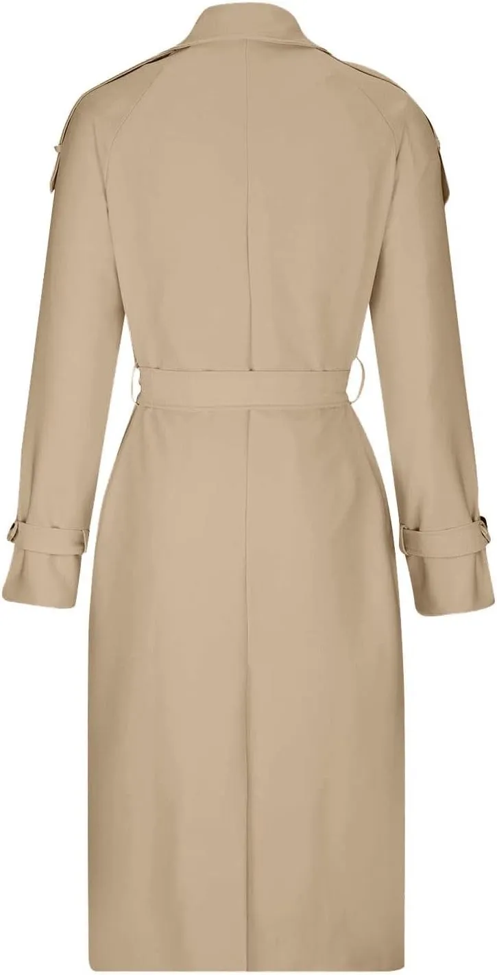 Trench Coat For Women 2024 Winter Trendy Pea Coats Double Breasted Fall Fashion Lapel Collar Outerwear Long Jacket