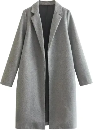 Trench Coats for Women, Elegant Mid Long Windproof Coat Winter Slim Jackets Windbreaker Solid Outerwear 2024
