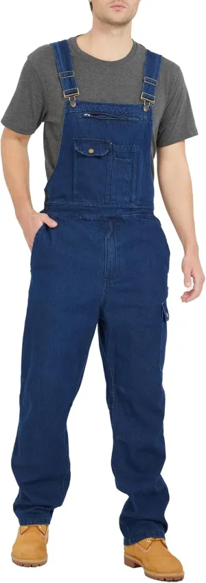 Ubon Denim Bib Overalls for Men Relaxed Fit Work Jeans Workwear