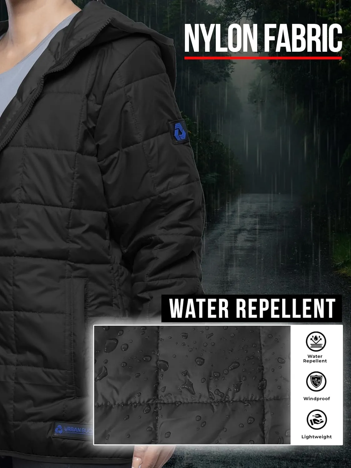 URBAN BUCK Packable Puffer Jacket Women with Hood  32 Degree Lightweight Quilted Winter Puff Foldable Jacket for Women
