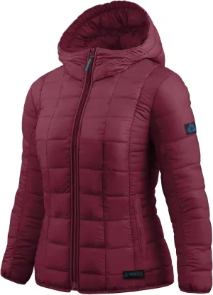 URBAN BUCK Packable Puffer Jacket Women with Hood  32 Degree Lightweight Quilted Winter Puff Foldable Jacket for Women