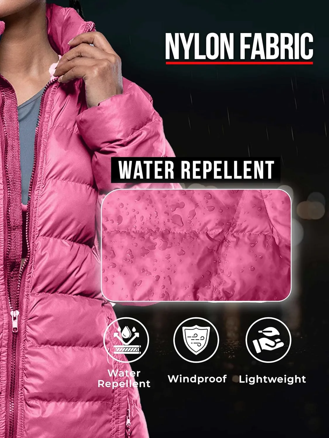 URBAN BUCK Packable Puffer Jacket Women with Hood  32 Degree Lightweight Quilted Winter Puff Foldable Jacket for Women