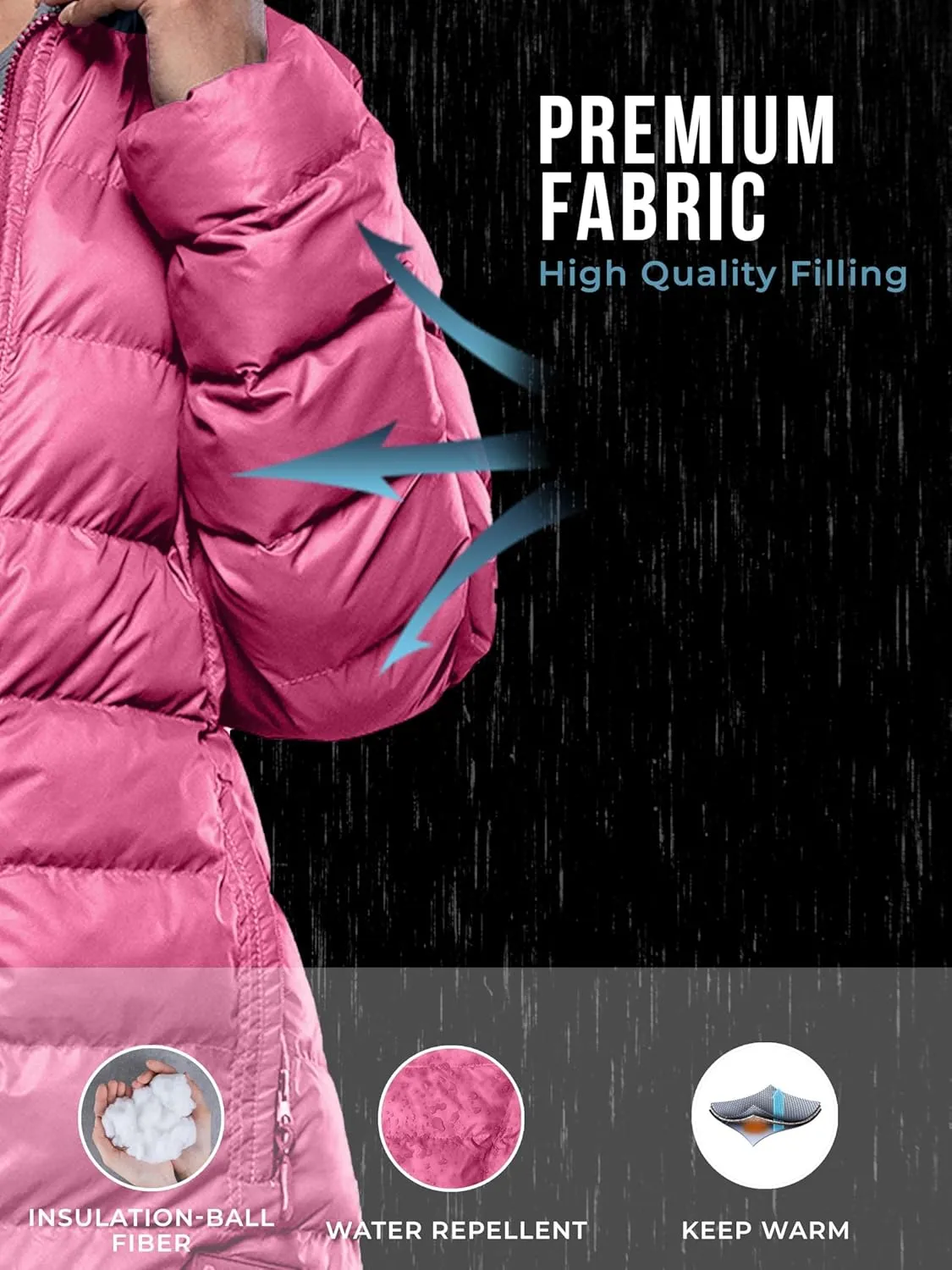 URBAN BUCK Packable Puffer Jacket Women with Hood  32 Degree Lightweight Quilted Winter Puff Foldable Jacket for Women