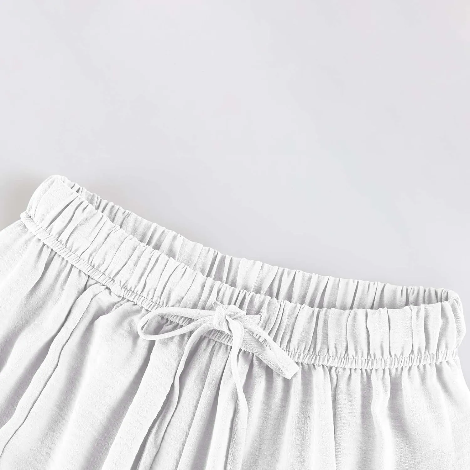 Wide Leg Pants Woman High Waisted Drawstring Boho Pants Summer Lightweight Beach Palazzo Harem Trousers with Pockets