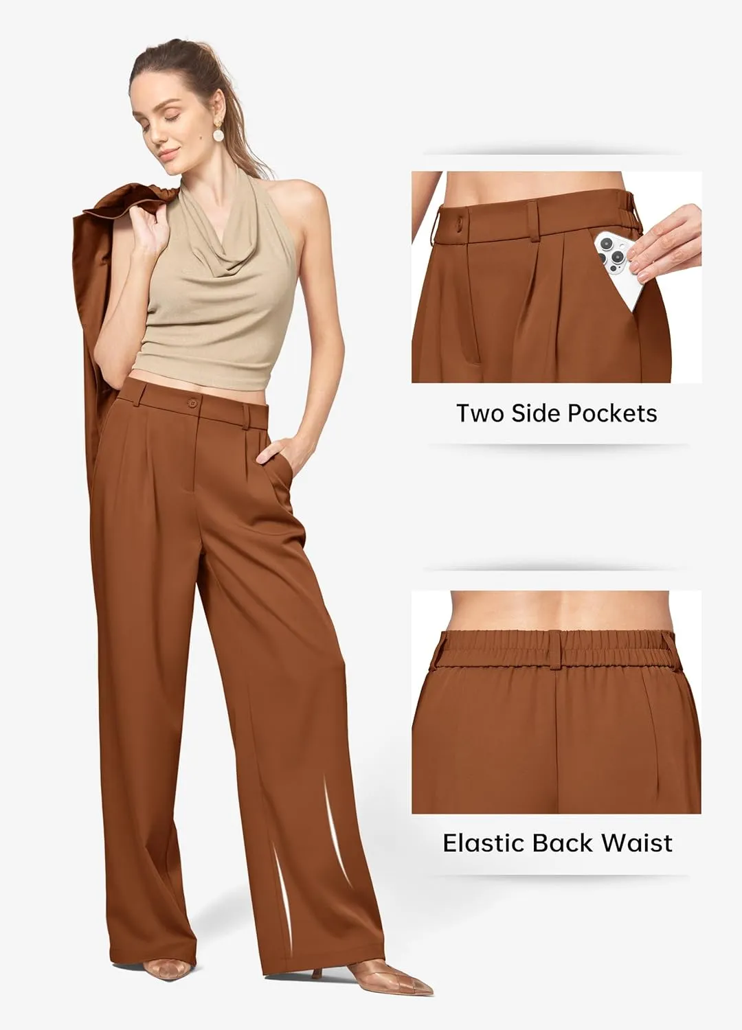 Willit Women's Work Pants Wide Leg Dress Pants High Waisted Casual Slacks Business Office Pants with Pockets 28"/30"/32"