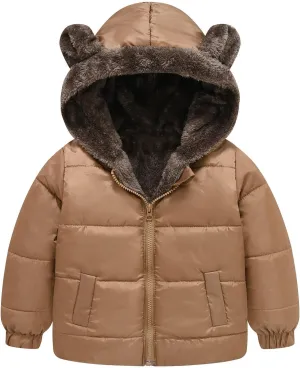 Winter Coats Boys 8 Boys and Girls Middle Children Solid Color Ears Cute Pocket Short Cotton Padded 5t Fall Jacket Boys