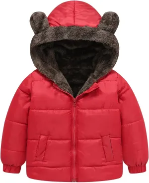 Winter Coats Boys 8 Boys and Girls Middle Children Solid Color Ears Cute Pocket Short Cotton Padded 5t Fall Jacket Boys