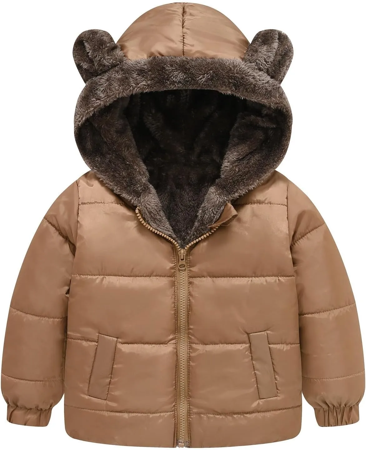 Winter Coats Boys 8 Boys and Girls Middle Children Solid Color Ears Cute Pocket Short Cotton Padded 5t Fall Jacket Boys
