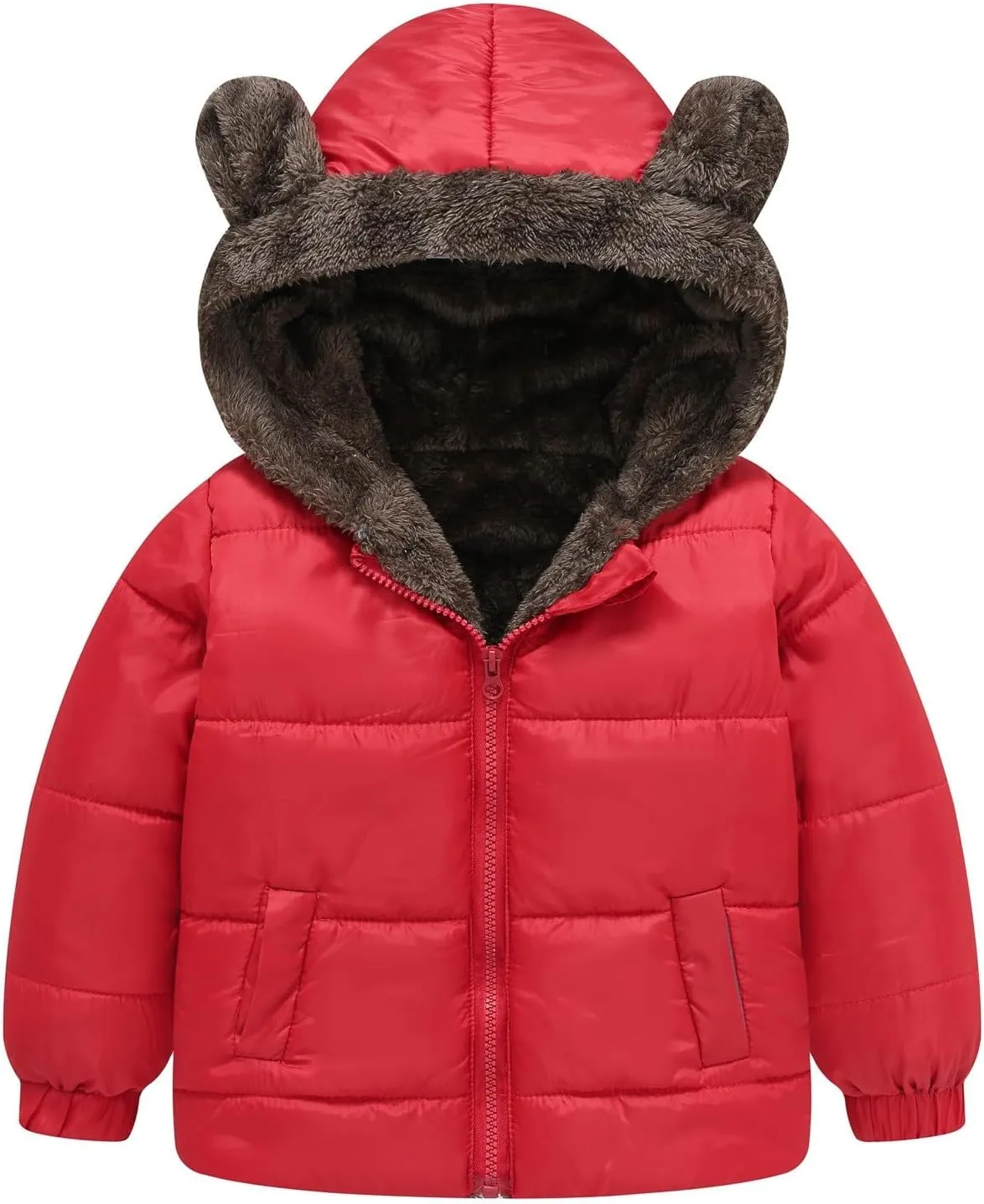Winter Coats Boys 8 Boys and Girls Middle Children Solid Color Ears Cute Pocket Short Cotton Padded 5t Fall Jacket Boys