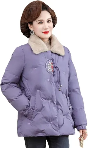 Winter Cotton Jacket for Women, Fleece-Lined Thickened Cotton Padded Coat