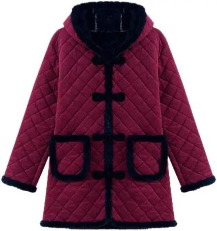 Winter Cotton Jacket for Women, Fleece-Lined Warm Cotton Padded Coat