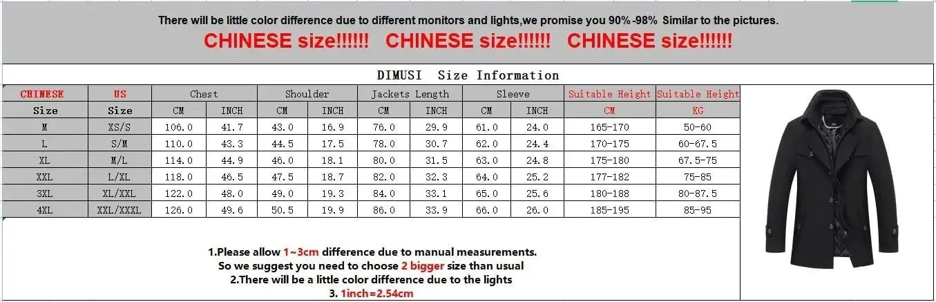 Winter Men's Wool Coats Casual Scarf Collar Windbreaker Cotton-Padded Thick Warm Woolen Coat Male Trench Clothing