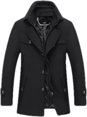 Winter Men's Wool Coats Casual Scarf Collar Windbreaker Cotton-Padded Thick Warm Woolen Coat Male Trench Clothing
