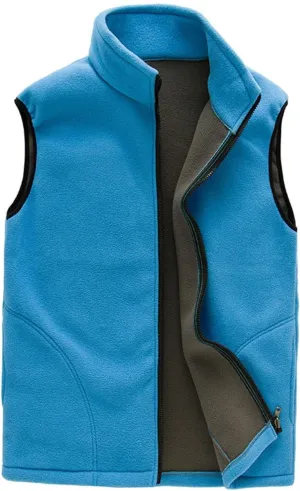 Wkishenl Women's Fleece Vest Solid Stand Collar Sleeveless Jacket Coat Fall Fuzzy Sherpa Lightweight Vest Zipper Waistcoat