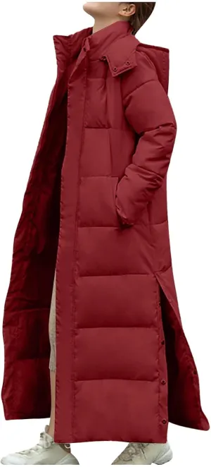 Women Down Puffer Coat Long Lightweight Jacket with Hood Bubble Coat Plus Size Quilted Parka Winter Hoodies