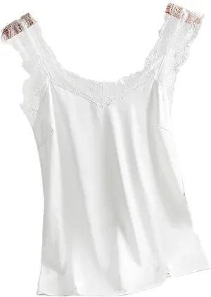 Women Lace Tank Tops Women Silk Sleeveless V Neck Womens Camisole Haltes Tank Top WomenSlim Vest