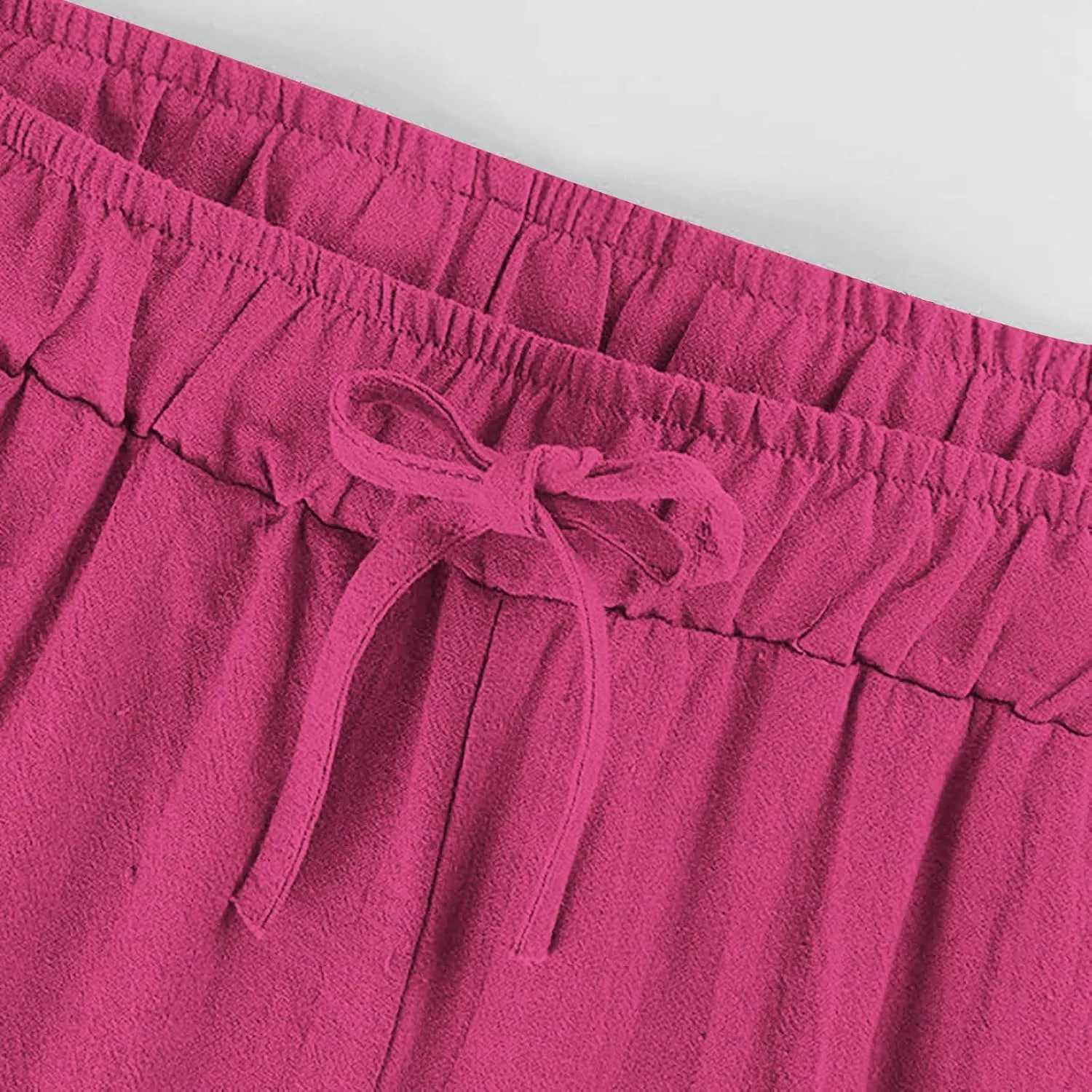 Women Linen Pants Lounge Casual Cotton Linen Summer Palazzo Pants Loose Flowy Wide Leg Beach Trousers with Pockets